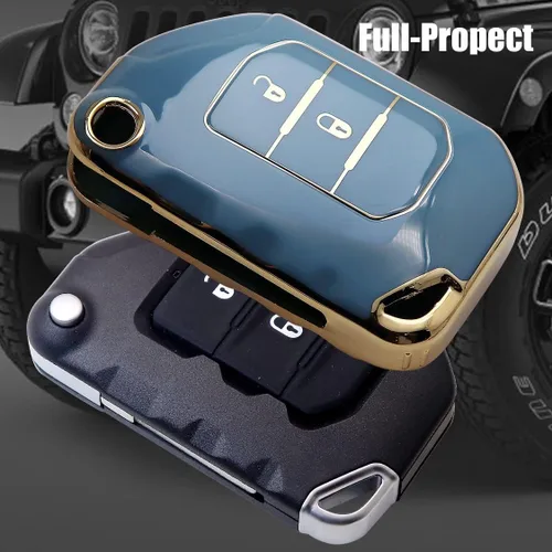 Miniatura 5 de Funda para llavero de automóvil con llavero para Jeep Wrangler JL JLU Gladiator 4XE 2018-2021, accesorios de TPU suave con 2 botones de protección