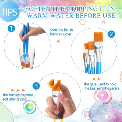 Miniatura 4 de Crtiin 60 pinceles planos para pintura acrílica, pinceles grandes de pintura acrílica a granel para acuarela, detalles de óleo, manualidades, arte