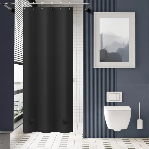 Miniatura 52 de AmazerBath - Cortina de ducha de plástico, 70 x 72 pulgadas, cortina de ducha esmerilada de plástico, impermeable, pesada, gruesa, con 3 piedras