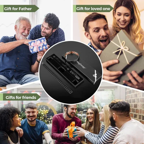 Miniatura 6 de Pulseras magnéticas de cobre para hombre de MagEnergy, pulsera de cobre 99.9% puro con imanes de doble fila, joyería ajustable con herramienta