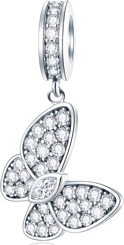 GEMDAZZ Dijes temáticos de animales en plata de ley 925, bonito oso polar 3D, rana, cigarra, mariquita, abeja, libélula para pulseras europeas,