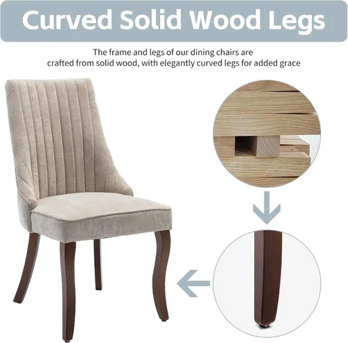 Miniatura 6 de Shenyon Juego de 4 sillas de comedor color beige, cómodas sillas de comedor tapizadas con canal de tela, sillas de cocina modernas para comedor