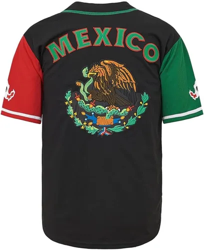 Miniatura 3 de Men's #56#1 Mexico Jersey Button Down Short Sleeve Hipster Hip Hop Baseball Jersey