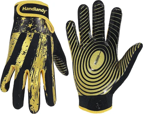 Miniatura 9 de HANDLANDY Guantes de fútbol americano juvenil para niños y niñas, guantes de receptor abierto pegajosos para niños, guantes de fútbol americano