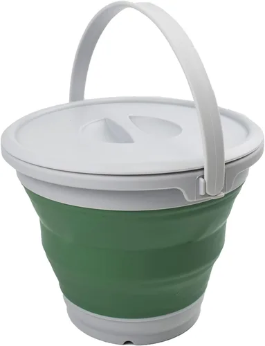 Miniatura 8 de SAMMART Cubo de plástico plegable de 5.5 L (1.4 galones) con tapa, bañera redonda plegable con tapa, cubo de agua portátil para pesca, maceta
