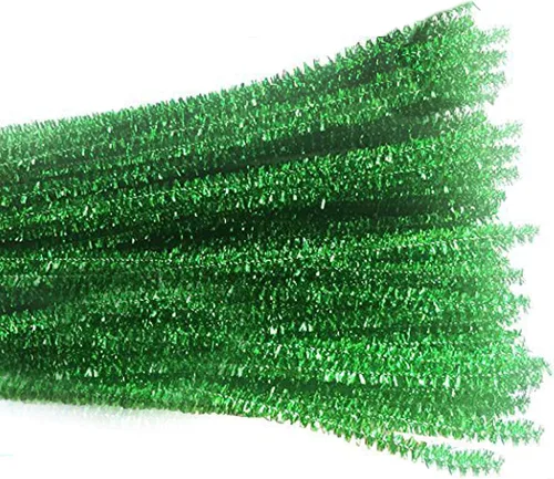 100 limpiadores de tuberías de felpilla con purpurina de 12 pulgadas (verde)
