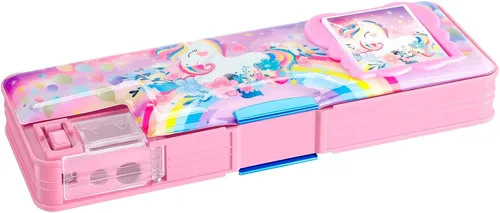 Miniatura 15 de Henoyso Caja de lápices multifuncional para niñas, estuche de alpaca con calculadora y sacapuntas, estuche lindo y genial, suministros escolares