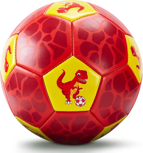 hahaland Balón de fútbol tamaño 3 para niños con bolsa de malla de inflador, juego de bolas de dinosaurio, juguetes para exteriores, patio trasero,