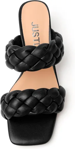 Miniatura 3 de Sandalias de tacón bajo para mujer, sin cordones, con punta cuadrada, estilo casual, mate, de 2 pulgadas