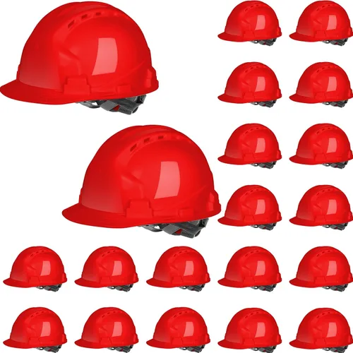 Miniatura 7 de Leumoi 20 Pack 4 Pt. Suspension Hard Hat Bulk Safety Helmets ABS Ratchet Hard Hats Adjustable Construction Hardhats with Vents and Cotton Brow Pad