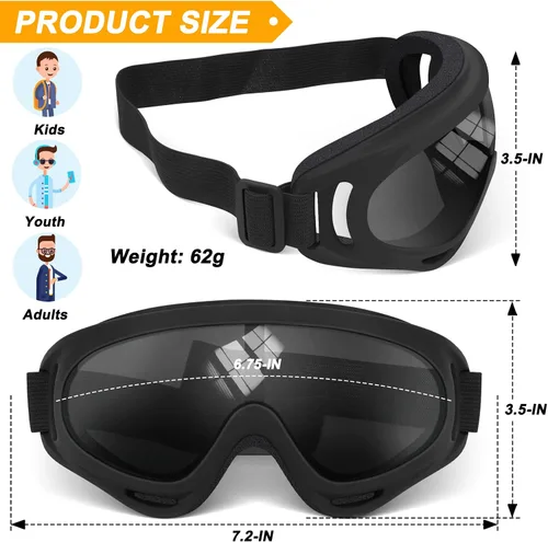 Miniatura 2 de OXG 2 pares de gafas de motocicleta aptas para casco, gafas de esquí ATV anti-UV, a prueba de polvo, resistentes al viento, gafas de motocross