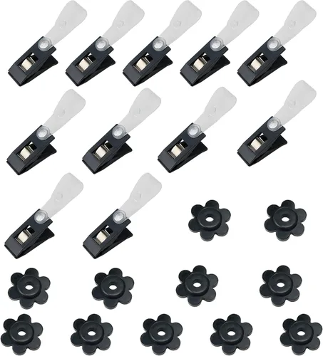 Miniatura 9 de HOOSUN Paquete de 10 clips y tapones para banderas de jardín, clips de tigre para soporte de bandera de jardín, tapones de goma para bandera
