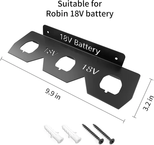 Miniatura 6 de Soporte de batería de metal Ryobi de 18 V, estante de montaje en pared para batería Ryobi de 18 V, almacenamiento de batería Ryobi con 3 ranuras