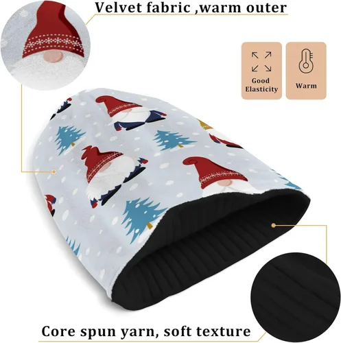 Miniatura 3 de SHJI Bolsa de regalo de bastón de caramelo de Navidad para hombre, gorro de invierno cálido de punto, gorro de cráneo Slouch Gorra de pesca, gorros
