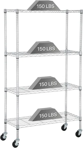Dkelincs Estantería de alambre de 36 pulgadas de largo x 14 pulgadas de ancho x 62 pulgadas de alto, estantes de almacenamiento de metal NSF de 4