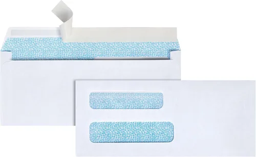 Office Depot Sobres de doble ventana, #8 5/8 pulgadas (3 5/8 pulgadas x 8 5/8 pulgadas), blanco, autoadhesivo, caja de 250, 77159