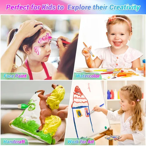 Miniatura 6 de 30 pinceles de pintura, pinceles redondos de anezus para niños, para el aula, juego de pinceles de pintura para retoque preescolar guardería