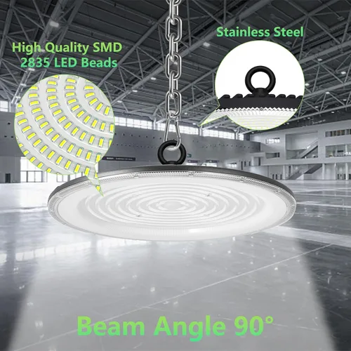 Miniatura 7 de loyal Luz LED de alta bahía, 500 W UFO High Bay Led Shop Lights 6000K 50000LM para almacén, taller, fábrica, gimnasio, garaje, granero, 2024, nuevo