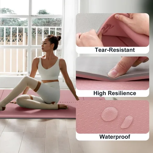 Miniatura 3 de UMINEUX Esterilla de yoga extra gruesa de 1/3 y 2/5 pulgadas antideslizante para mujeres, respetuosa con el medio ambiente, tapete de ejercicio