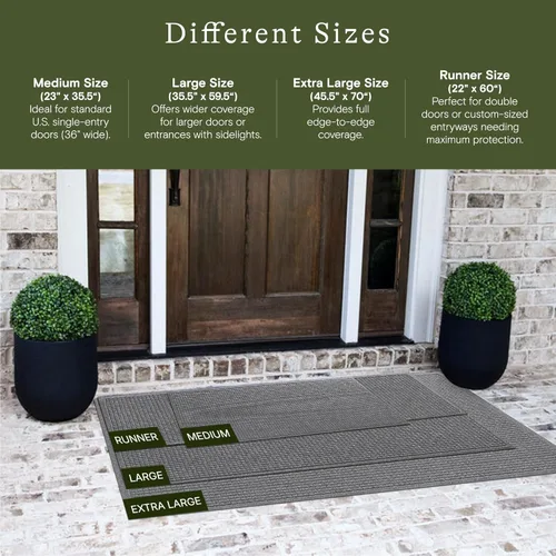 Miniatura 2 de Bungalow Flooring Waterhog Tapete para Puerta, 4' x 6', Hecho en EE.UU., Cubierta de Piso Duradera y Decorativa, Resistente al Deslizamiento, Gris