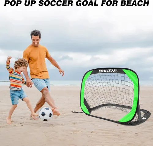 Miniatura 7 de BOHEN Porterías de fútbol desplegables para niños, red de fútbol portátil plegable para exteriores, interiores, patio trasero y playa