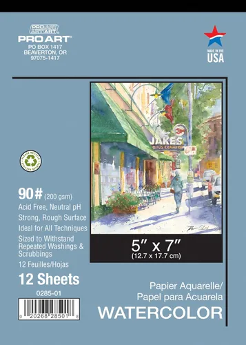 Miniatura 26 de Pro Art Bloc de acuarela de 12 x 16 AF 140 libras, 15 unidades, papel de acuarela, cuaderno de bocetos, papel de color de agua, bloc de papel