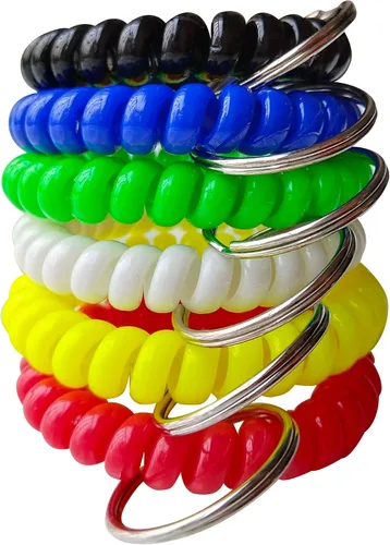 Miniatura 6 de Llavero de muñeca – Muñequera de espiral elástica con resorte para gimnasio, piscina, placa de identificación, llaves, C
