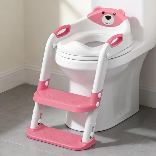 Miniatura 11 de SKYROKU - Asiento de inodoro mejorado para niños y niñas, para entrenamiento de baño, almohadilla antideslizante para protección contra 8838-azul