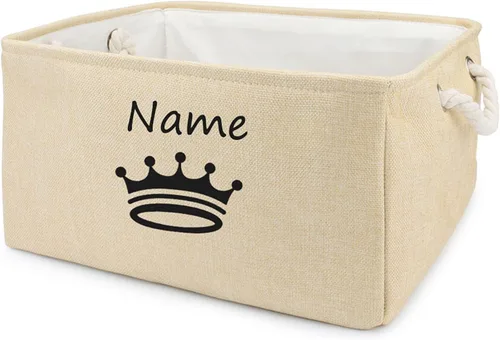 Miniatura 12 de Cesta de almacenamiento de juguetes para perros, plegable, personalizable con diseño de nombre de mascota, organizador para juguetes de perros, F