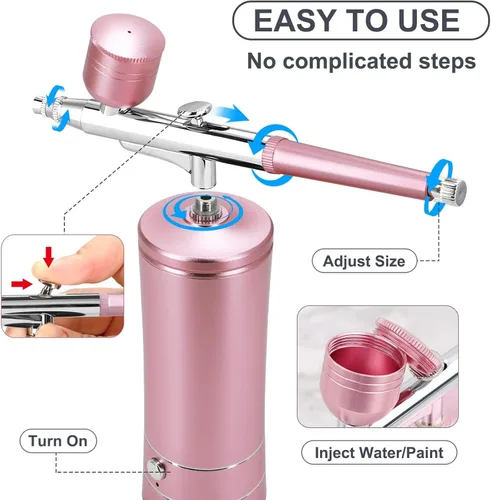 Miniatura 2 de Kit de aerógrafo con compresor, pistola de aerógrafo de mano automática con punta de 0.012 in, recargable, cepillos de aire portátiles para pintura
