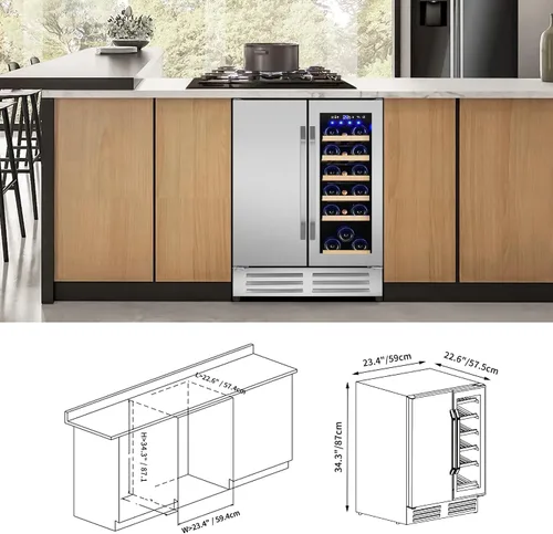Miniatura 7 de Refrigerador Enfriador de Vinos de 8 Botellas, Refrigerador Pequeño de Vino, Mini Refrigerador de Vino de Encimera con Puerta de Vidrio, Bodegas