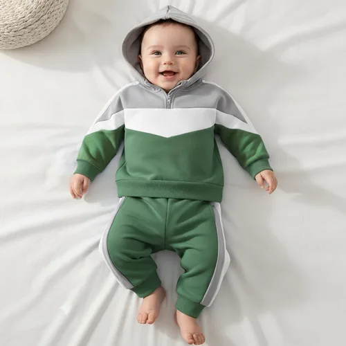 Miniatura 222 de Conjunto de ropa de otoño e invierno para bebé y niño, sudadera larga con capucha y pantalones para niños pequeños, 6, 12, 18, 24 meses, 2T