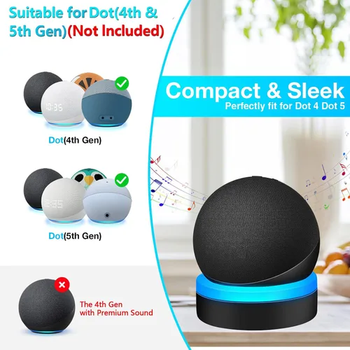 Miniatura 2 de Dot - Soporte de mesa de 4ª generación, soporte de escritorio ZUOLACO para punto de 4ª generación, soporte base con guía de luz, accesorios