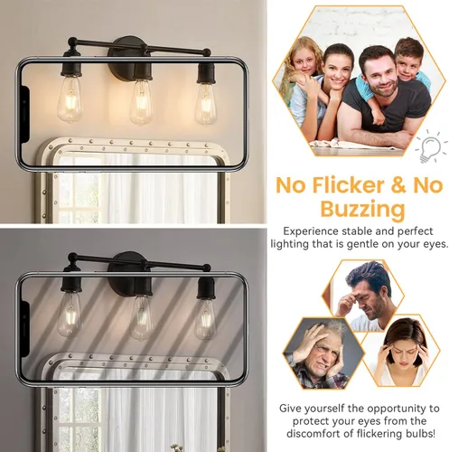 Miniatura 7 de Brightever Bombillas ámbar regulables equivalentes a 60 W, bombillas LED Edison vintage de 2200 K, 850 LM, 90+CRI, 7 W ST58 E26, bombilla LED