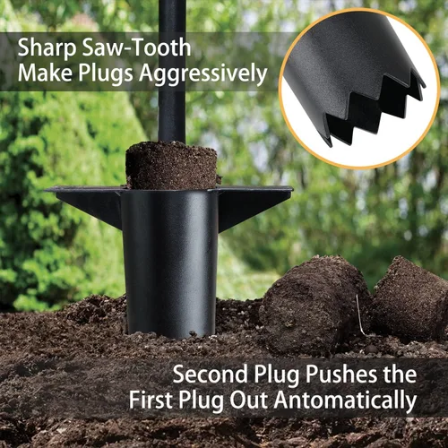 Miniatura 2 de Jardineer Herramienta de maceta de bulbos, tapón de césped de mango largo con base dentada, trasplantador automático de bulbos pequeños para Juego