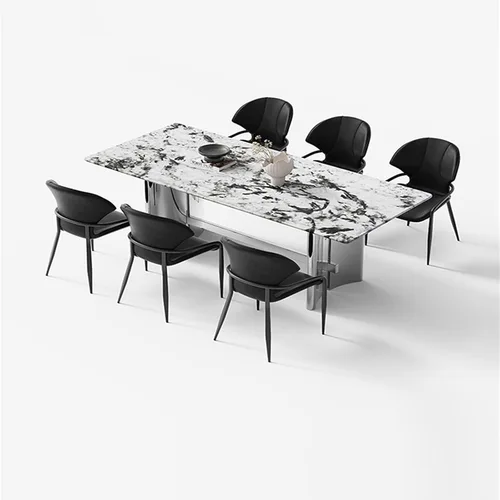Miniatura 7 de Sillas de comedor - Sillas de comedor, silla de piel sintética retro moderna de mediados de siglo con asiento tapizado, patas de metal para cocina