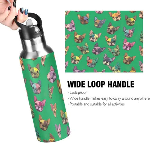 Miniatura 4 de Cute Dogs Vibrant Green Insulated Water Bottle 20 Oz, BPA-Free Sports Water Bottle Leakproof Water Bottles