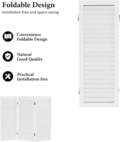 Miniatura 3 de Pantalla divisora de habitación de 3 paneles, pantalla corta de madera plegable de privacidad, divisor de habitación pequeño para el hogar