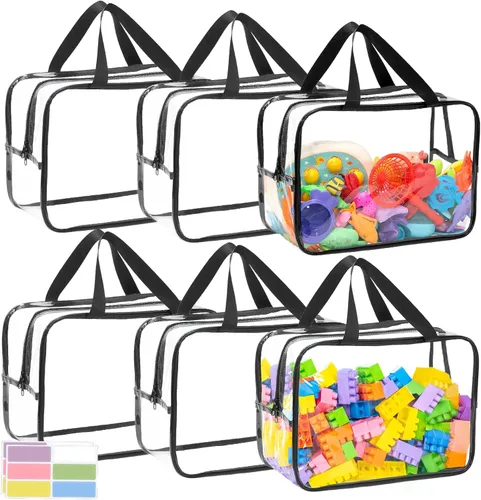 Miniatura 11 de 9 bolsas de almacenamiento de juguetes, bolsa organizadora de juguetes de PVC transparente que incluye 6 bolsas grandes de mano y 3 bolsas medianas