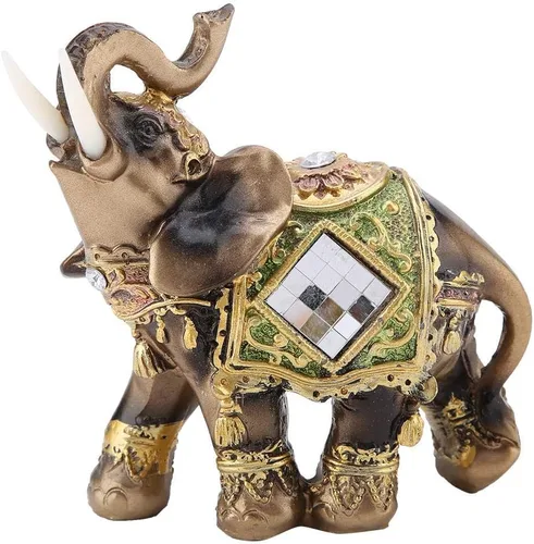 Miniatura 11 de Estatua de elefante de la suerte para decoración del hogar, tienda y recepción, elefante tailandés de la buena suerte Feng Shui, tres tamaños