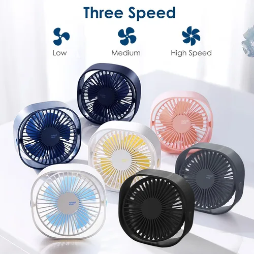 Miniatura 5 de Simpeak Ventilador USB pequeño, silencioso y portátil alimentado por USB (sin batería), refrigeración de 3 ajustes de velocidad, ventilador personal