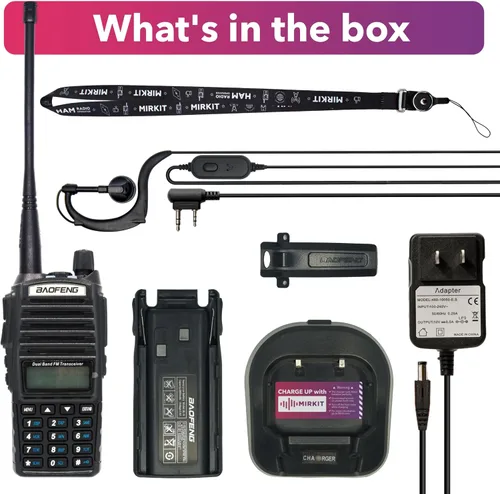 Miniatura 6 de Mirkit Baofeng - Radio de jamón UV-82 MK3 - Walkie Talkies de largo alcance 5 W de potencia máxima Radio bidireccional VHF/UHF 144-148/420-450 MHz