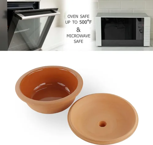 Miniatura 5 de Reston Lloyd Eurita - Horno holandés de arcilla de terracota de 2 cuartos de galón, natural, sin plomo ni cadmio, apto para horno y microondas, olla