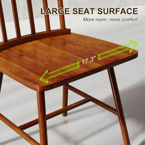 Miniatura 5 de HOMCOM Juego de 4 sillas de comedor Windsor, sillas de cocina de madera estilo granja con estructura de madera de goma y respaldo de aspas para Negro