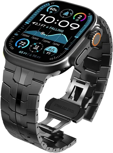 Miniatura 22 de Correa de acero inoxidable WINGLE para Apple Watch Band Ultra 3/2/1 Banda Ultra 49mm 46mm 45mm 44mm 42mm Series 11/10 SE 3/2/1 para hombres, bandas