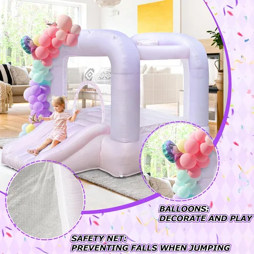 Miniatura 3 de Casa de rebote para niños pequeños de 1 a 3 años, mini casa de rebote con tobogán para interiores y exteriores, 8.33 pies de largo x 5.4 pies