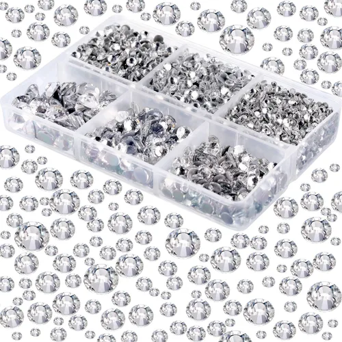 Miniatura 2 de 4000 unidades de diamantes de imitación termoadhesivos AB transparentes con parte trasera plana, diamantes de imitación de cristal redondos a granel