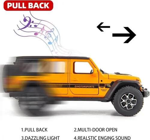 Miniatura 3 de WAKAKAC Compatible para 1/32 Wrangler Coche de Juguete de Aleación Fundido a Presión con tracción hacia atrás Modelo de Coche Coleccionable con Luz