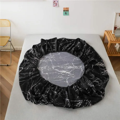 Miniatura 5 de Feelyou Juego de sábanas bajeras con estampado de mármol, tamaño Queen, elegante, de lujo, color negro, para niños, adolescentes, adultos