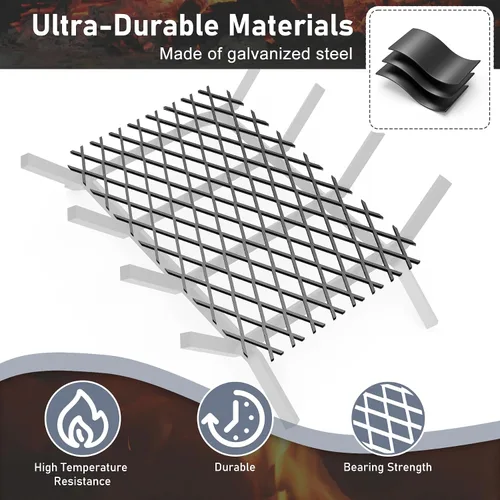 Miniatura 3 de Flamorrow Retenedor de brasas para rejillas de chimenea de 12 x 7.5 pulgadas, malla de retención de brasas de metal para chimenea, evita que